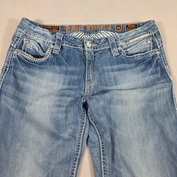 Rock Revival Jeans Womens 34 Blue Denim Sasha Easy Boot Mid-Rise - Picture 2 of 14